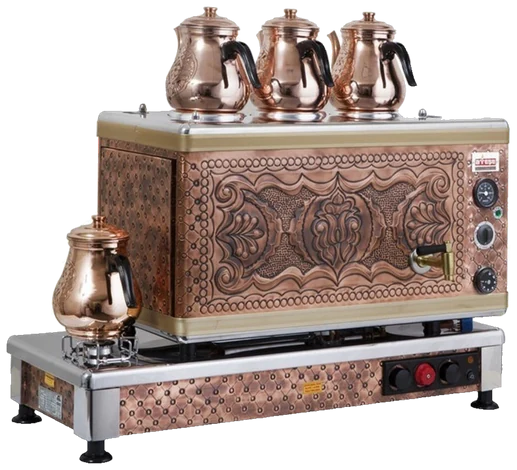 Ateşe Silver çay kazanı, bakır kaplama, 3 demlikli